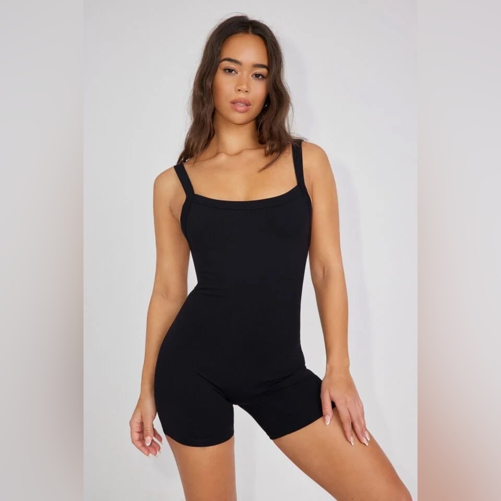 Women's Black Ally Low Back Active Romper Small